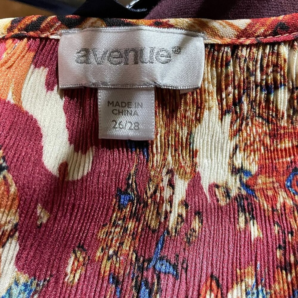 Avenue Womens Keyhole Blouse Smock Bodice Boho Peasant Sleeves Plus Size 26 c - Picture 10 of 12